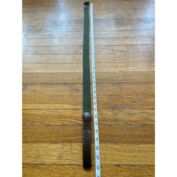 Vintage LACOSTE Green Woven Fabric Belt w/Leather Trim sz XS/S - Picture 8 of 9